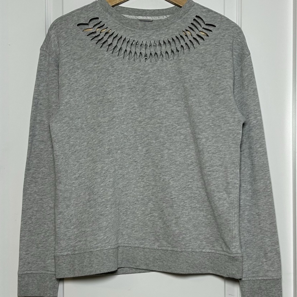 Victoria Sport Heather Gray Boxy Fit Cutout Neckline Sweatshirt Athleisure Style